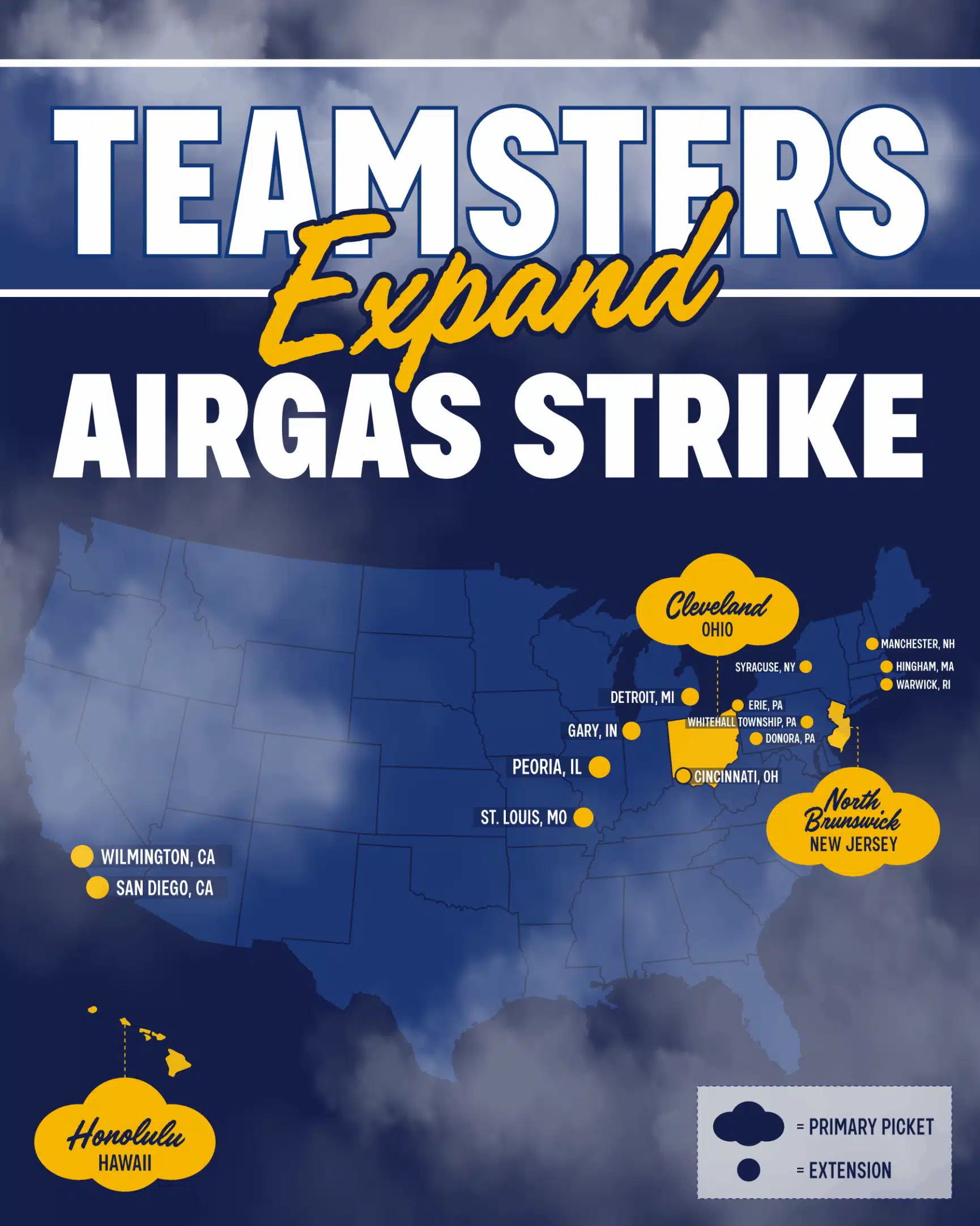 Teamsters map depicting Airgas strike expansion (image courtesy of Teamsters Local)