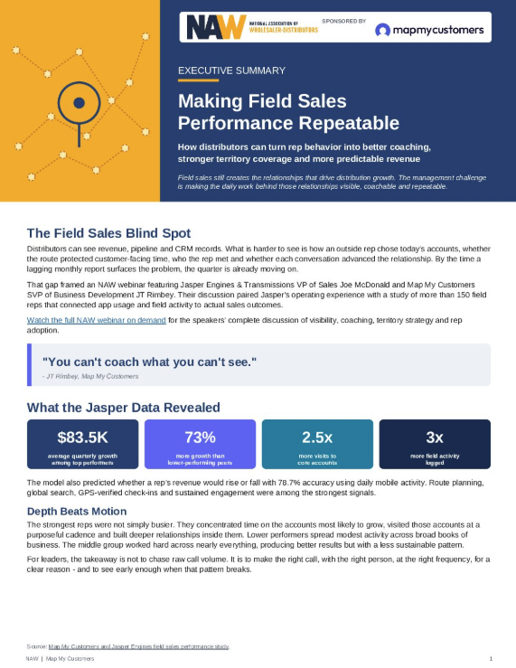 Executive Summary: Making Field Sales Performance Repeatable